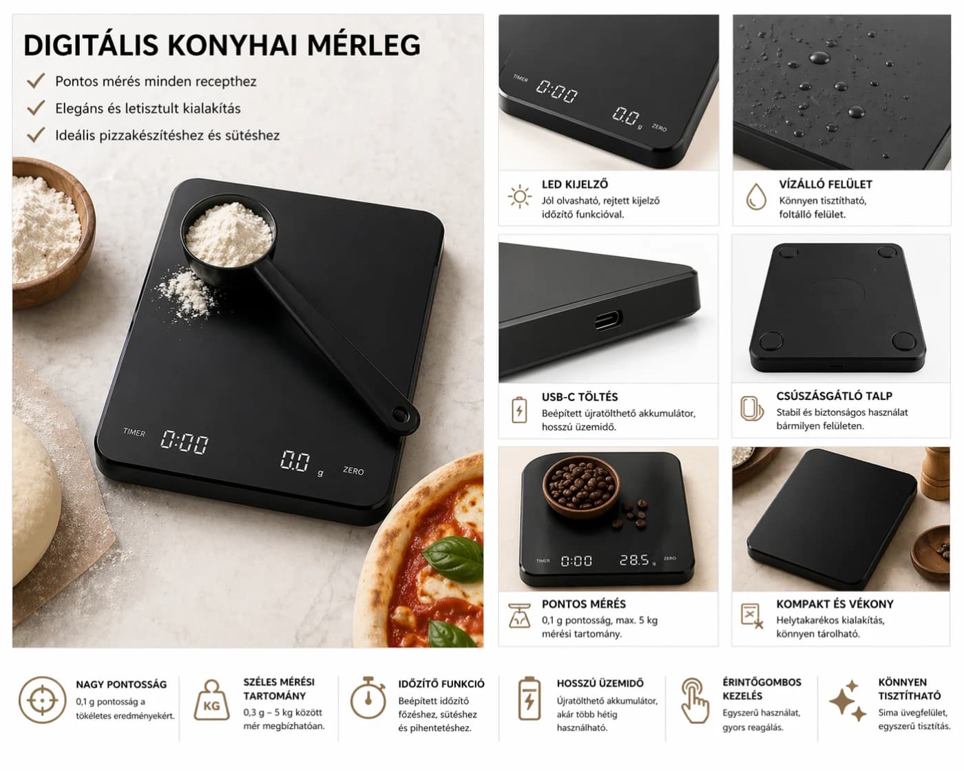 Digital kitchen scale · 3 kg · timer